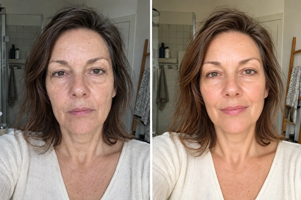 Avant et après de Claire, selfie caméra frontale